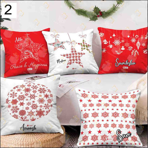 Personalized Merry Christmas Cushion Cover Set of 5